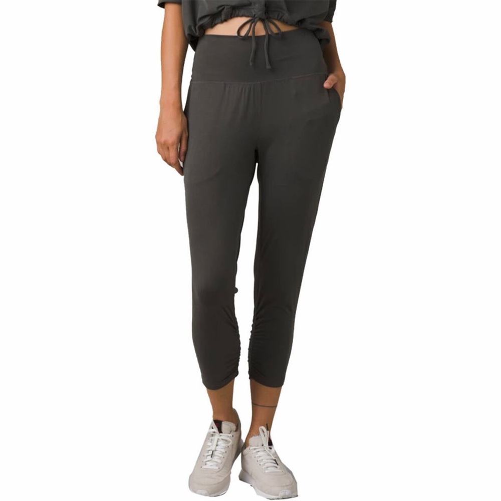 Prana Women's Lastaro High Waisted Ruched Cuff Outdoor Pants - washed black - Picture 2 of 9
